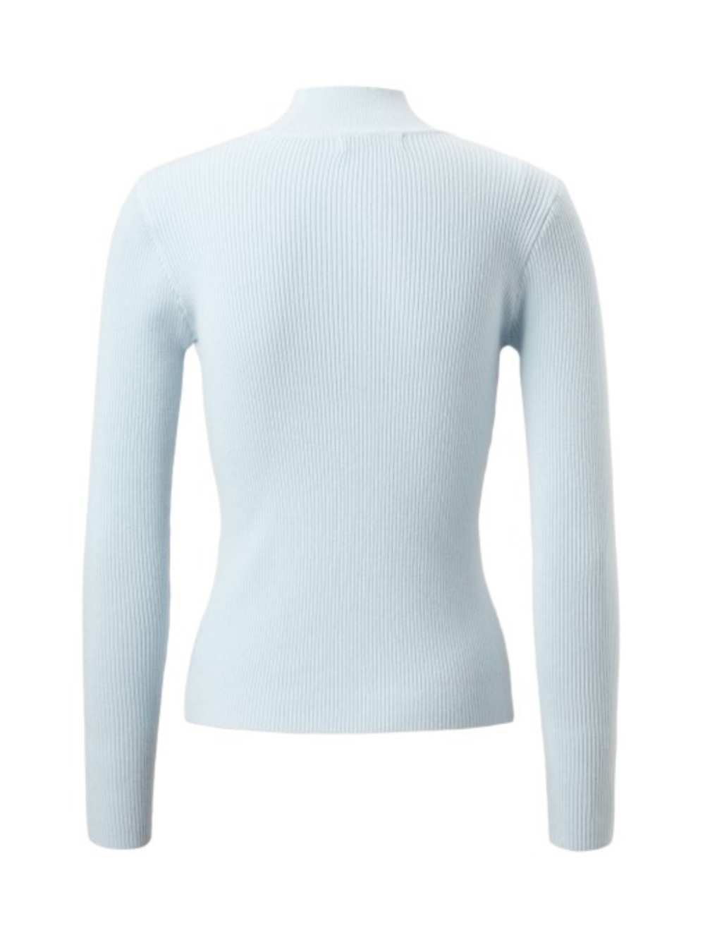 1654 • Blue Viscose Blend Ribbed Long Sleeve Mock Neck w/Pearl Strand Detail - Picture 7 of 10